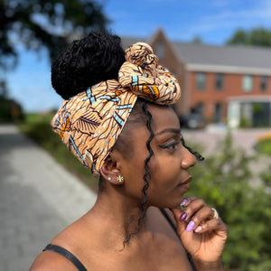 African headwrap - Salmon color Flower stems