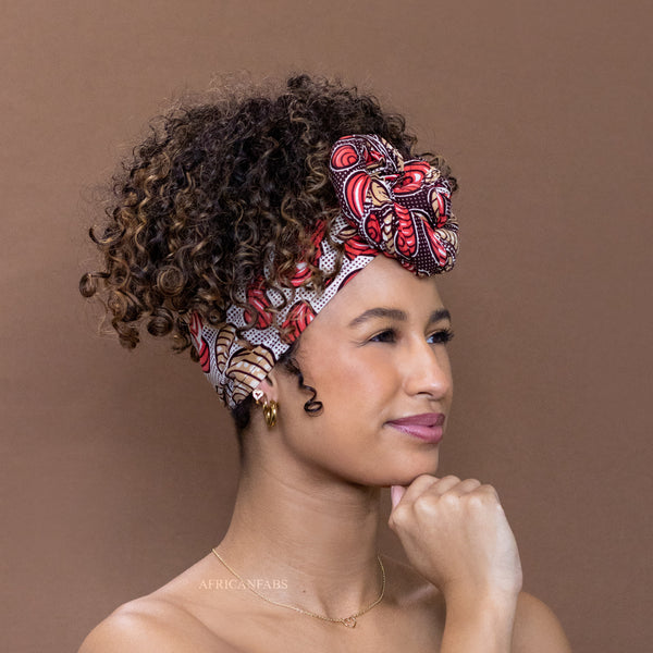 African Beige / brown Paisley headwrap