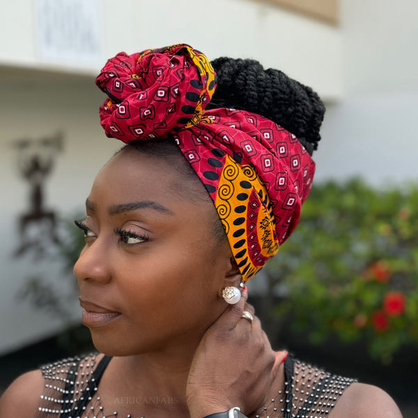 African headwrap - Red Dotted Patterns