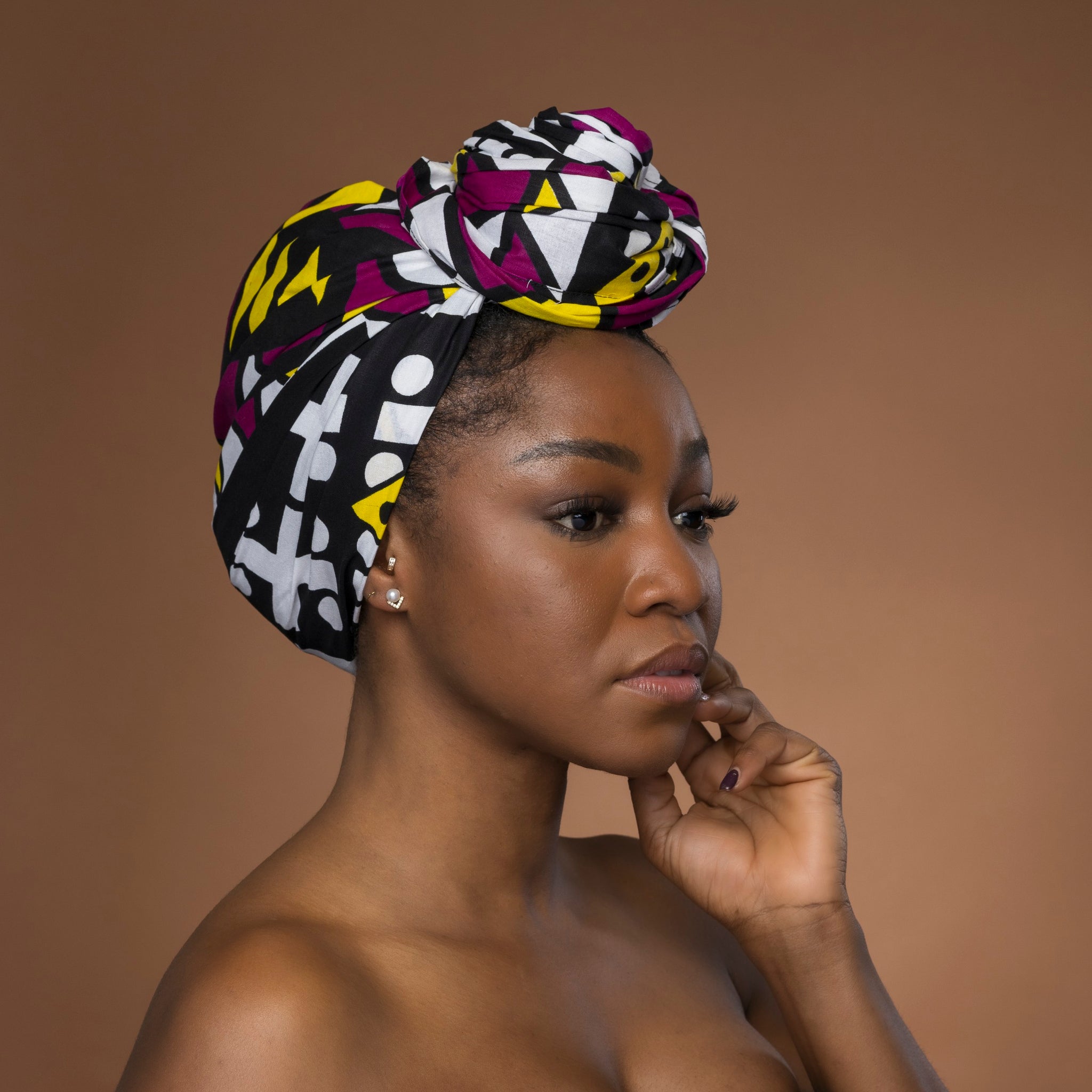 African headwrap - Purple Yellow Samakaka