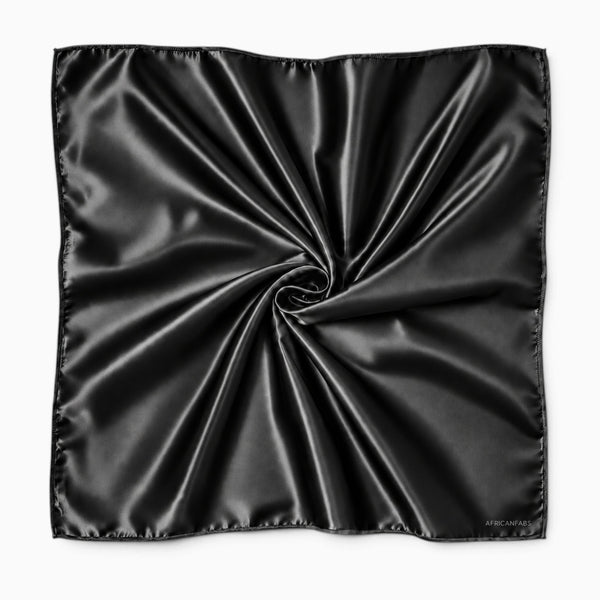 Black Satin Square Scarf / Bandana / Headwrap 90 x 90 cm
