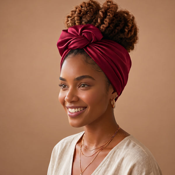 Red Satin Square Scarf / Bandana / Headwrap 90 x 90 cm