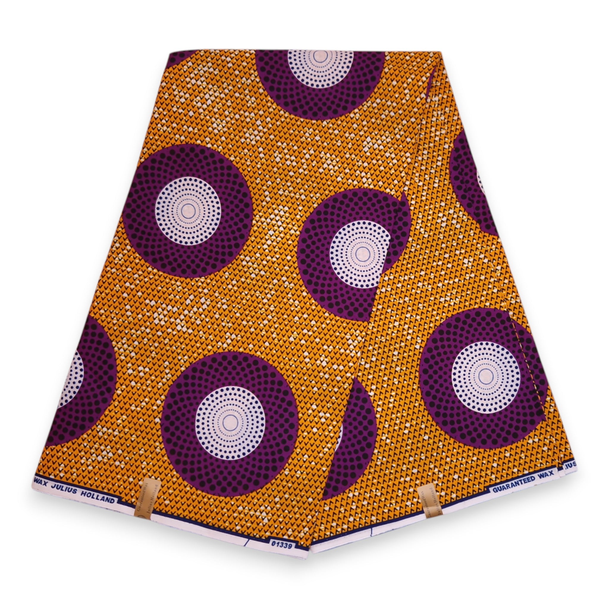 African Wax print fabric - Orange Purple Circles