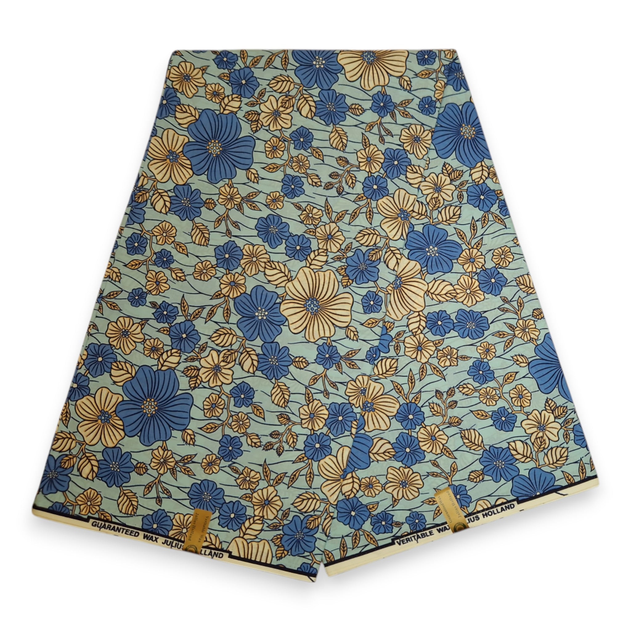 African Wax print fabric - Blue Small Flowers