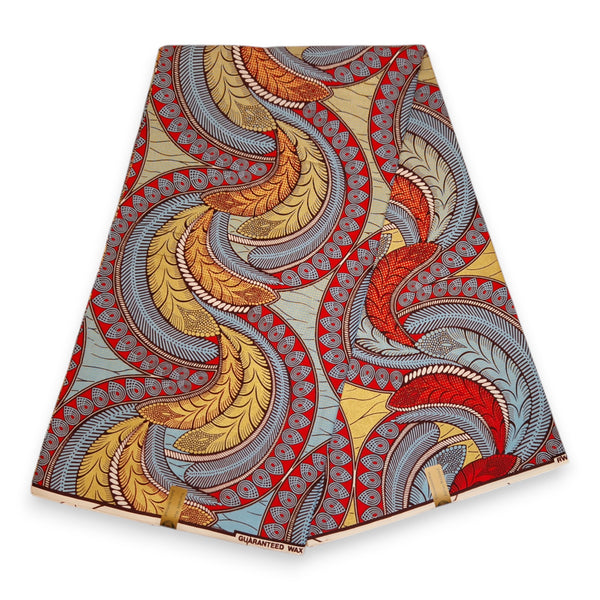 African Wax print fabric - Gold feathers - Gold effect Brillant Platinum Edition