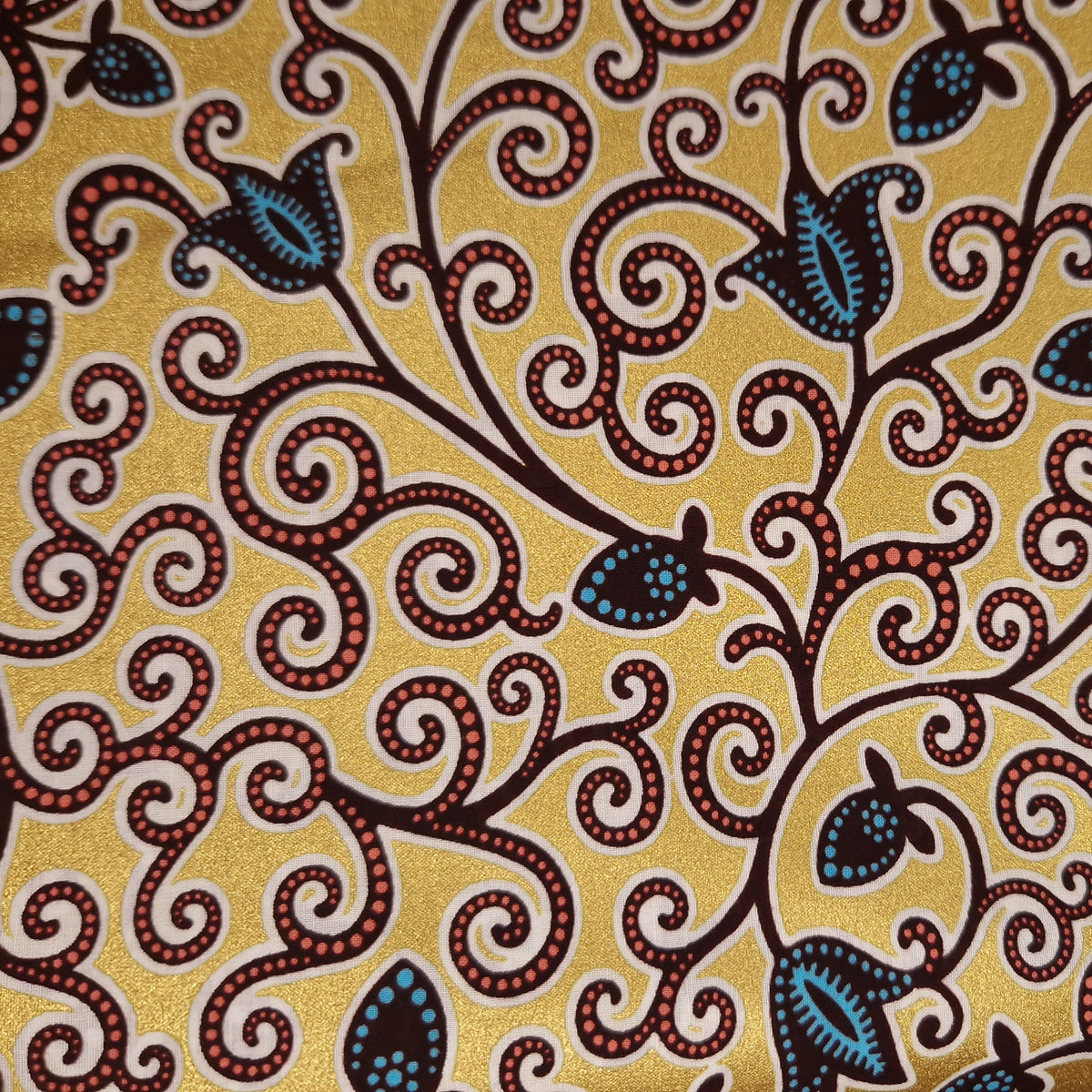African Wax print fabric - Gold Branches - Special effect Brillant Pla ...