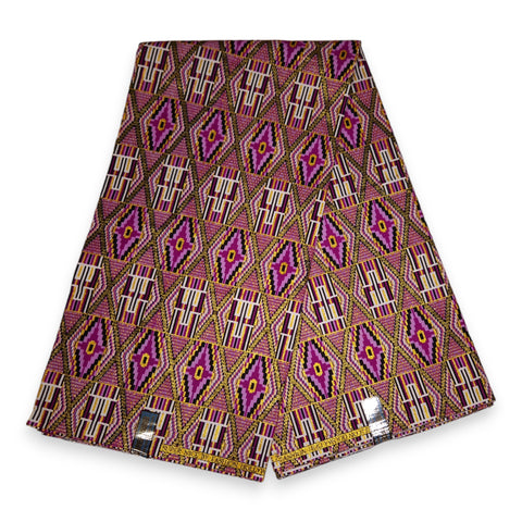 African print fabric - Exclusive Embellished Glitter effects 100% cotton - KT-3074 Kente Gold Purple