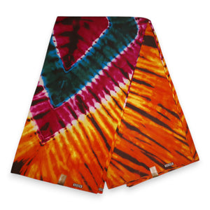 African print fabric - Orange Tie dye - Polycotton