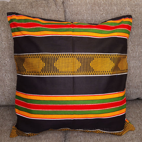 African pillow cover | Pan Africa / black Kente /  - Decorative pillow 45x45cm - 100% Cotton