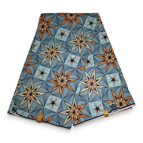 African Wax print fabric - Blue Starflower