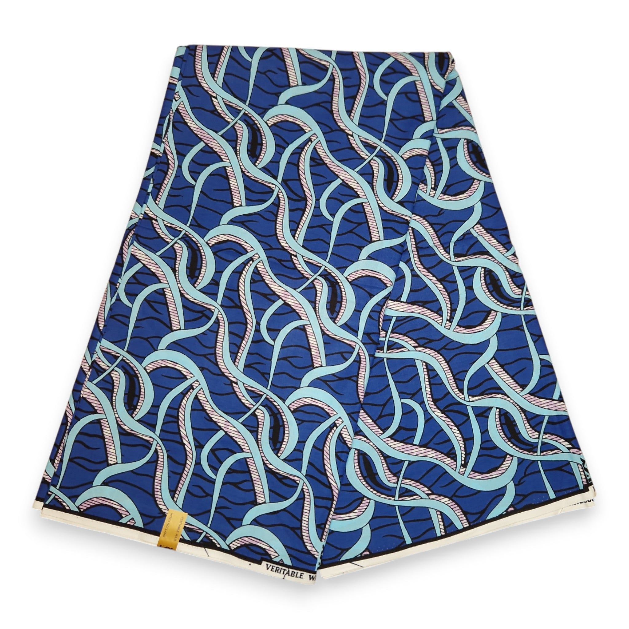 African Wax print fabric - Blue Strings - 100% cotton