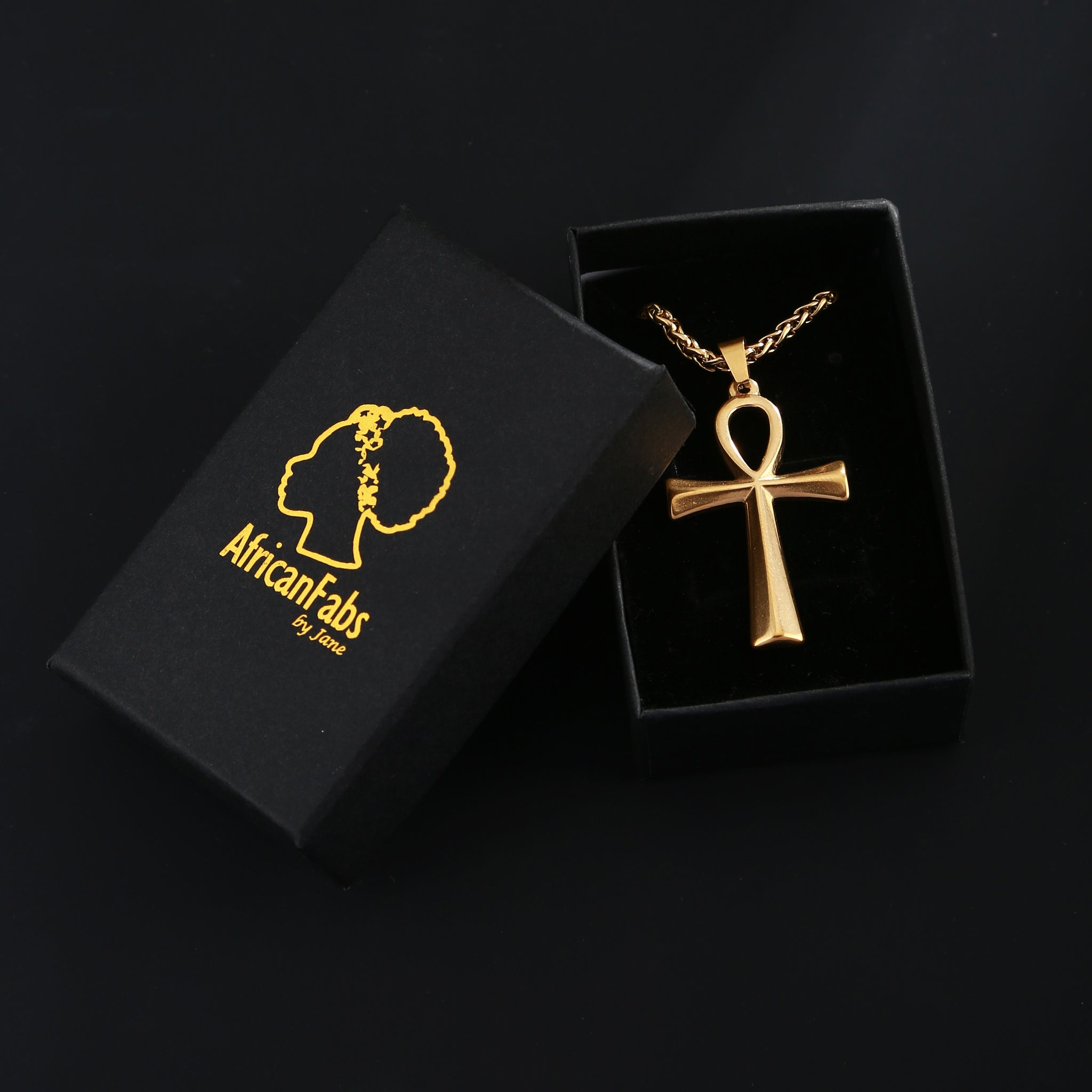 Necklace / pendant - Cross African continent Gold- Double chain