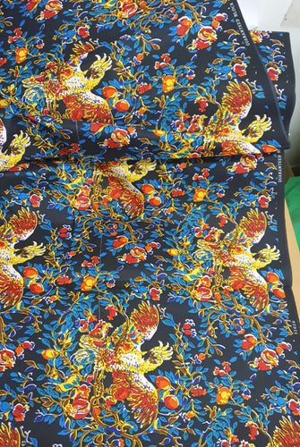 African print fabric - Multicolor Bird - Polycotton (Important: please read)