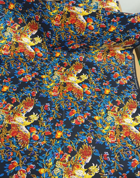African print fabric - Multicolor Bird - Polycotton (Important: please read)