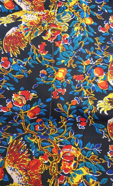 African print fabric - Multicolor Bird - Polycotton (Important: please read)
