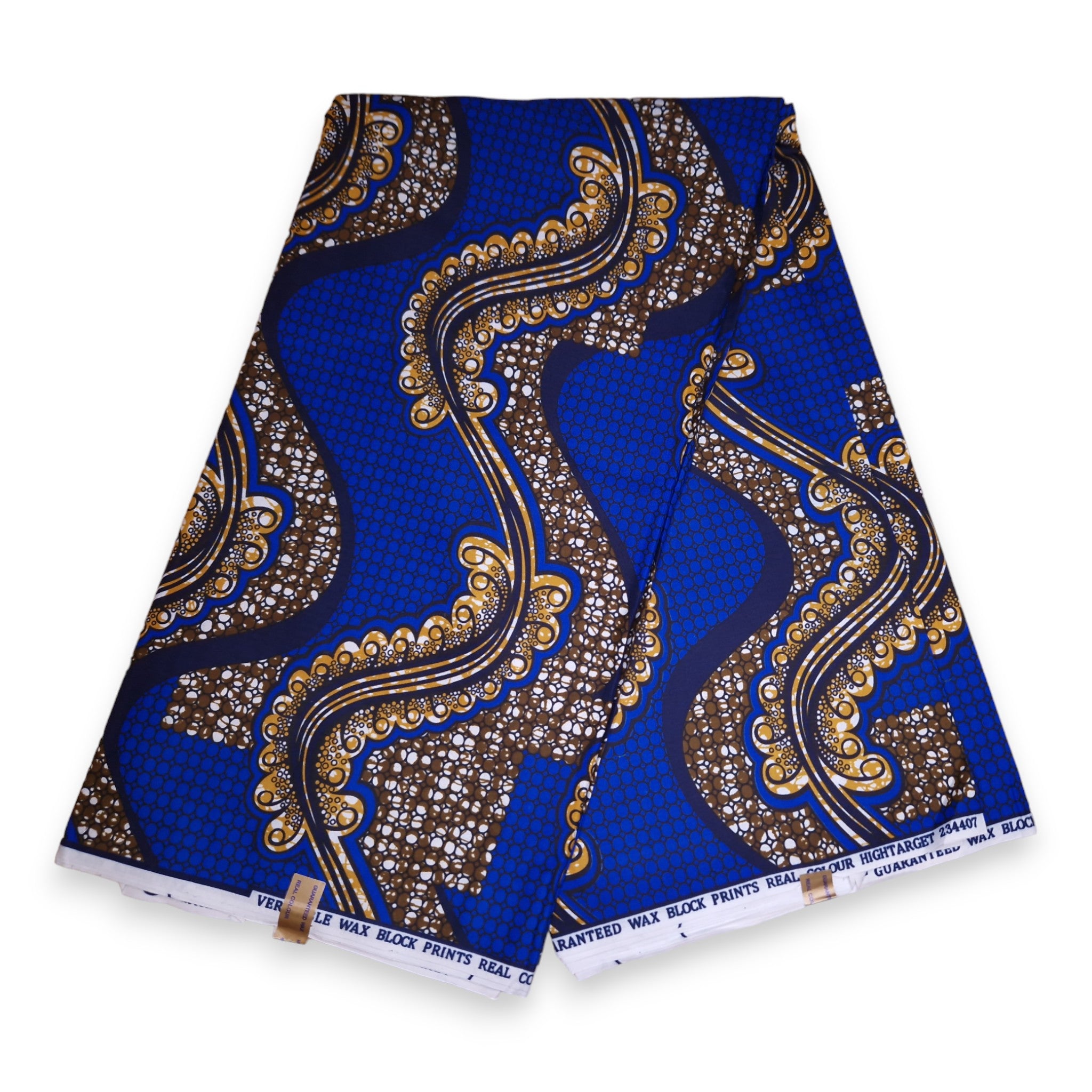 African print fabric - Black / Blue - Polycotton