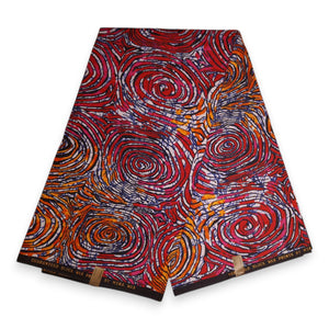 African print fabric - Red / Pink / Orange - Polycotton