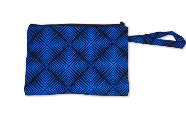 African print Makeup pouch / Pencil case / Cosmetic Bag / Coin Purse - Blue Fade Effect