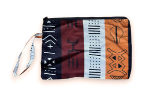 African print Makeup pouch / Pencil case / Cosmetic Bag / Coin Purse - Brown Bogolan Symbols