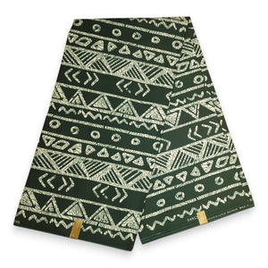 African print fabric - Green bogolan - Polycotton