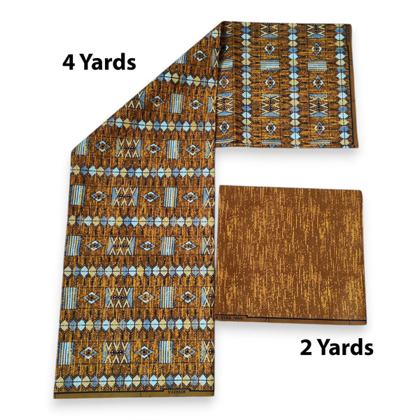 African print fabric - Two-Tone print Polycotton - 6 Yards Combination (4+2 Yards) PO-5026