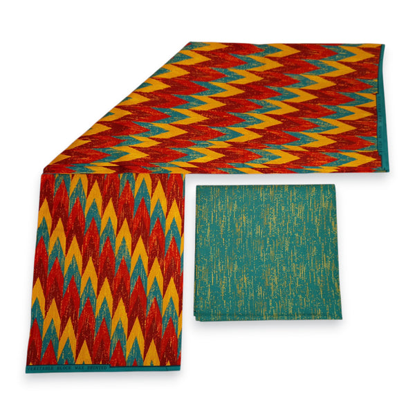 African print fabric - Two-Tone print Polycotton - 6 Yards Combination (4+2 Yards) PO-5041