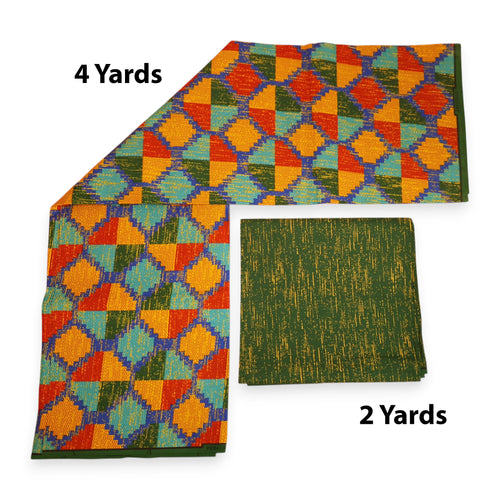 African print fabric - Two-Tone print Polycotton - 6 Yards Combination (4+2 Yards) PO-5052