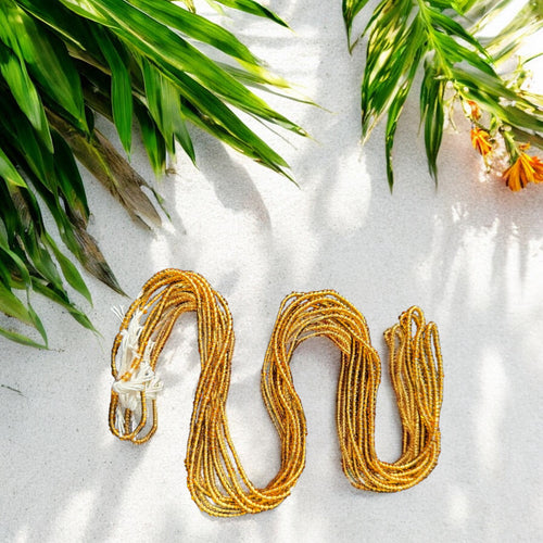 Waist Beads / African Hip Chain - Aburiéki - Gold (Traditional non-elastic string)