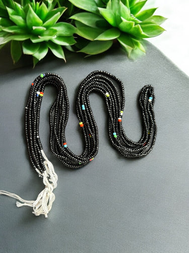 Waist Beads / African Hip Chain - Egbón - Black (Traditional non-elastic string)
