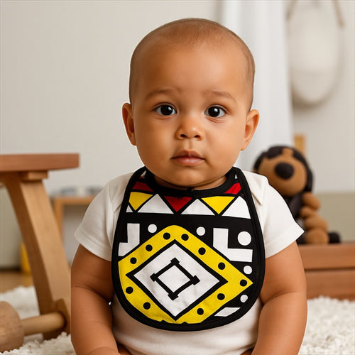 African Print Baby Bib - Red Samakaka (Unisex)