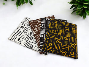 4 Fat quarters - Bogolan Quilting fabrics / Patchwork fabrics - African print fabric