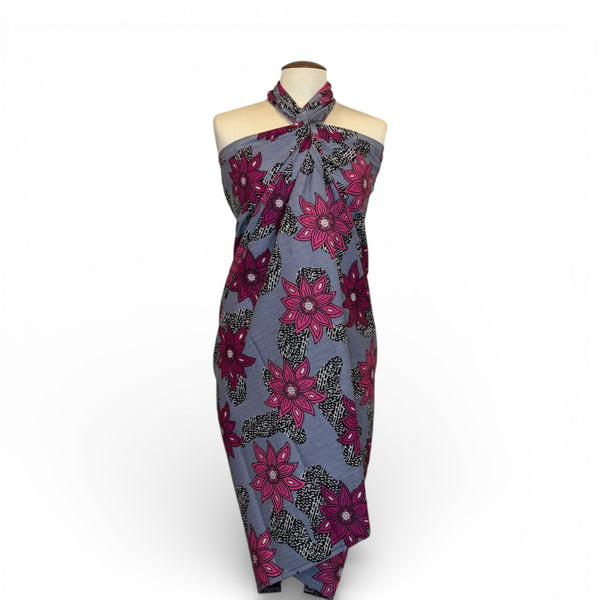 Sarong / pareo - Cotton Beachwear wrap skirt / baby carrier wrap - Pink Flowers