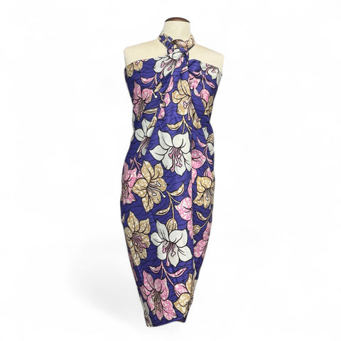 Sarong / pareo - Cotton Beachwear wrap skirt / baby carrier wrap - Purple Flowers