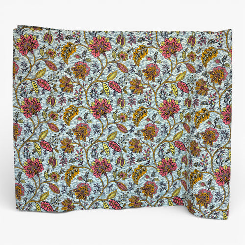 Sarong / pareo - Cotton Beachwear wrap skirt / baby carrier wrap - Blue Flowers