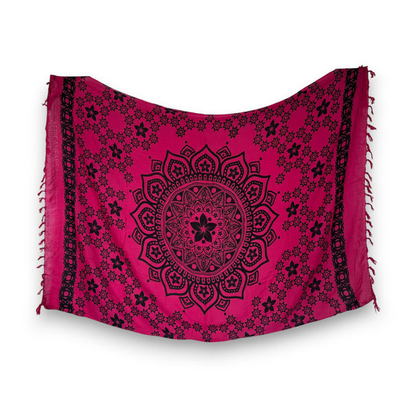 Sarong / pareo - Beachwear wrap skirt - Pink Mandala