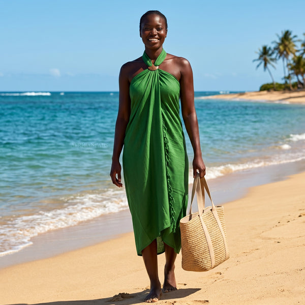 Sarong / pareo - Beachwear wrap skirt - Green