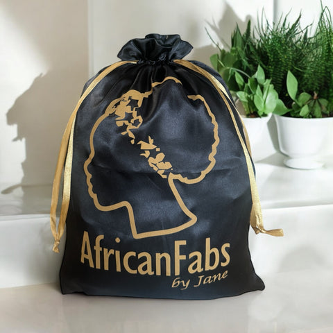 AfricanFabs Luxury Satin bag - Gift bag / Travel pouch - Black