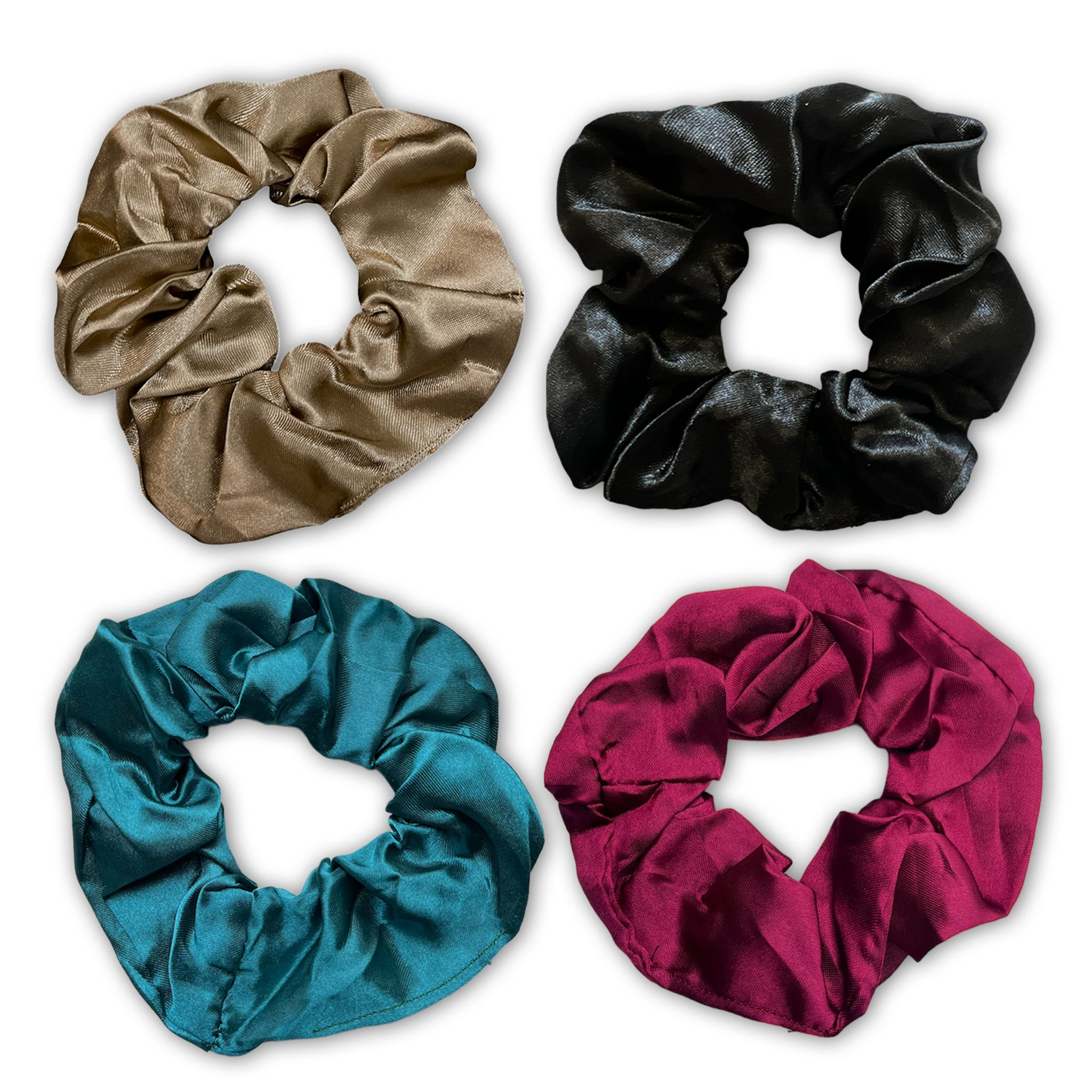 Scrunchie Satin - Adults Hair Accessory - 4 Scrunchies - Discount Pack