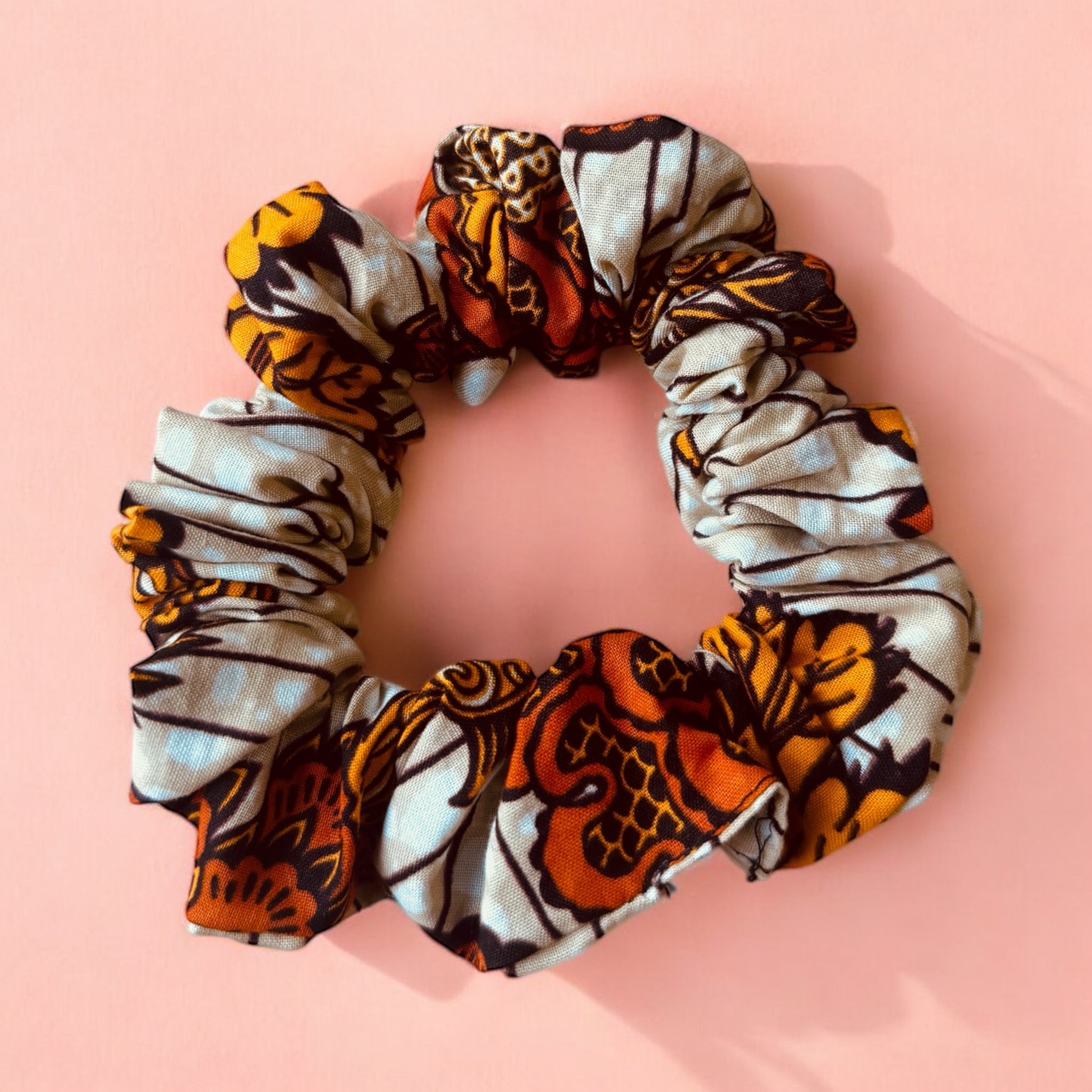 African print Scrunchie - Hair Accessories - Beige