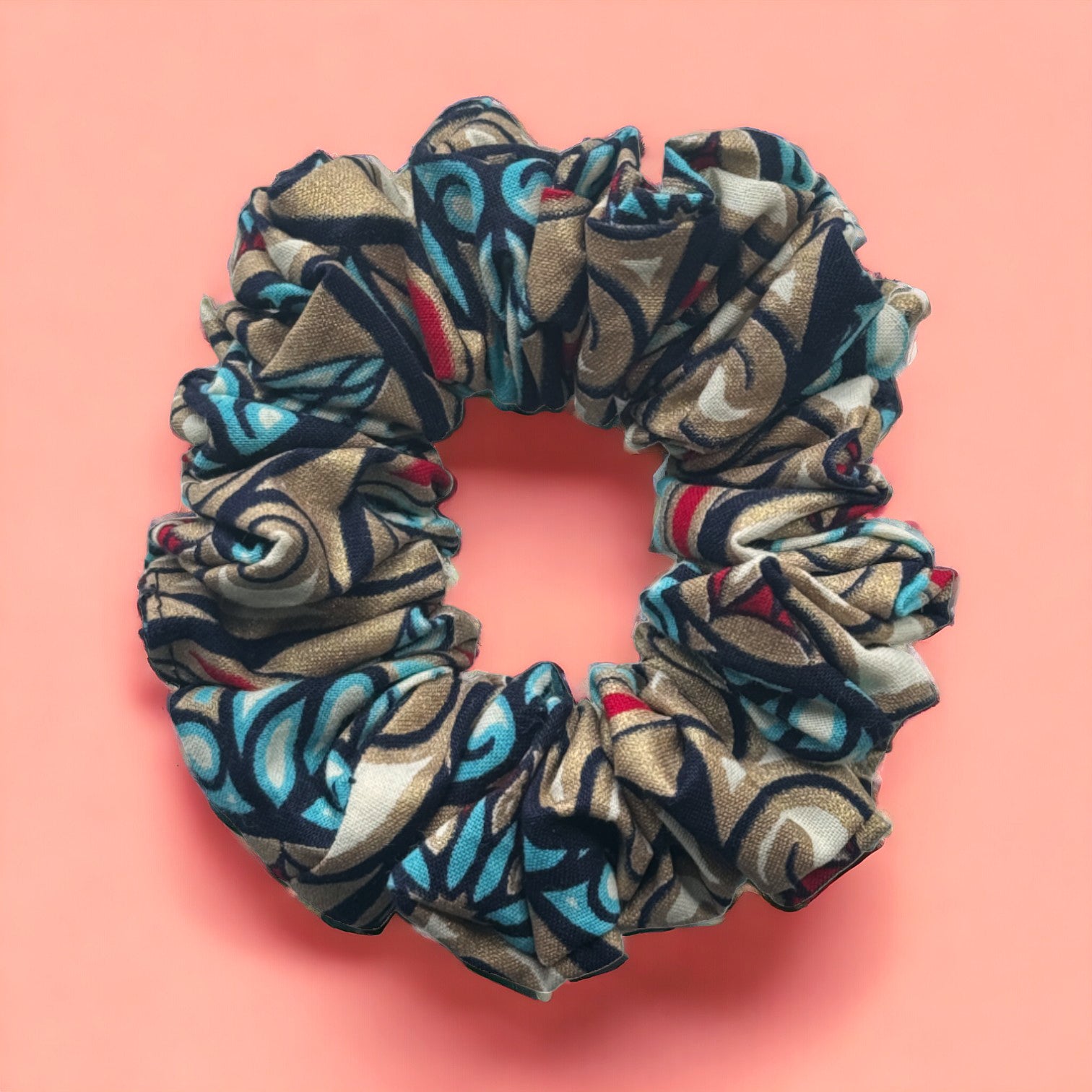 African print Scrunchie - Hair Accessories - Gold