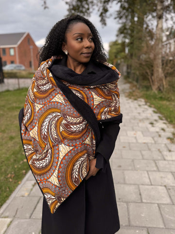 African print Winter scarf for Adults Unisex - Orange Feather