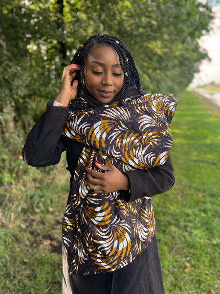 African print Winter scarf for Adults Unisex - Mix Brown Feathers