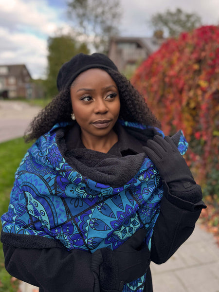 African print Winter scarf for Adults Unisex - Blue Mandala