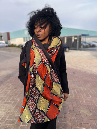 African print Winter scarf for Adults Unisex - Brown swirl