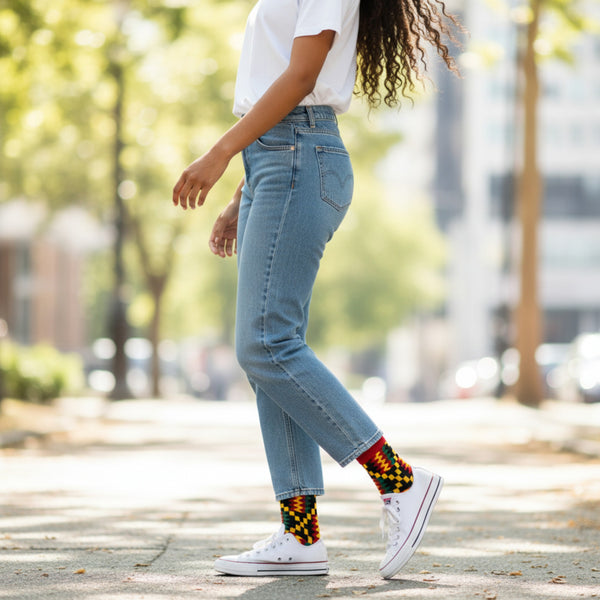African socks / Afro socks / African print socks - Red Kente