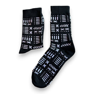 African socks / Afro socks - Black white bogolan