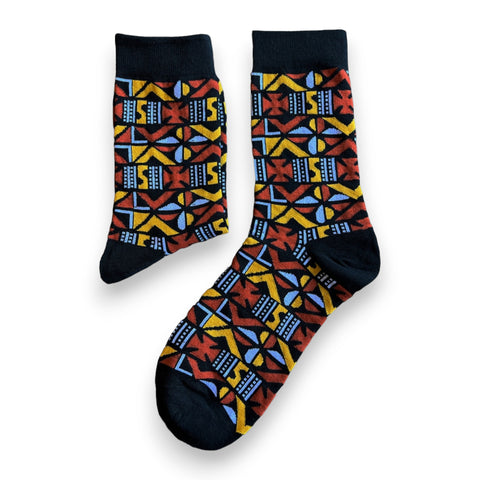 African socks / Afro socks - Brown bogolan