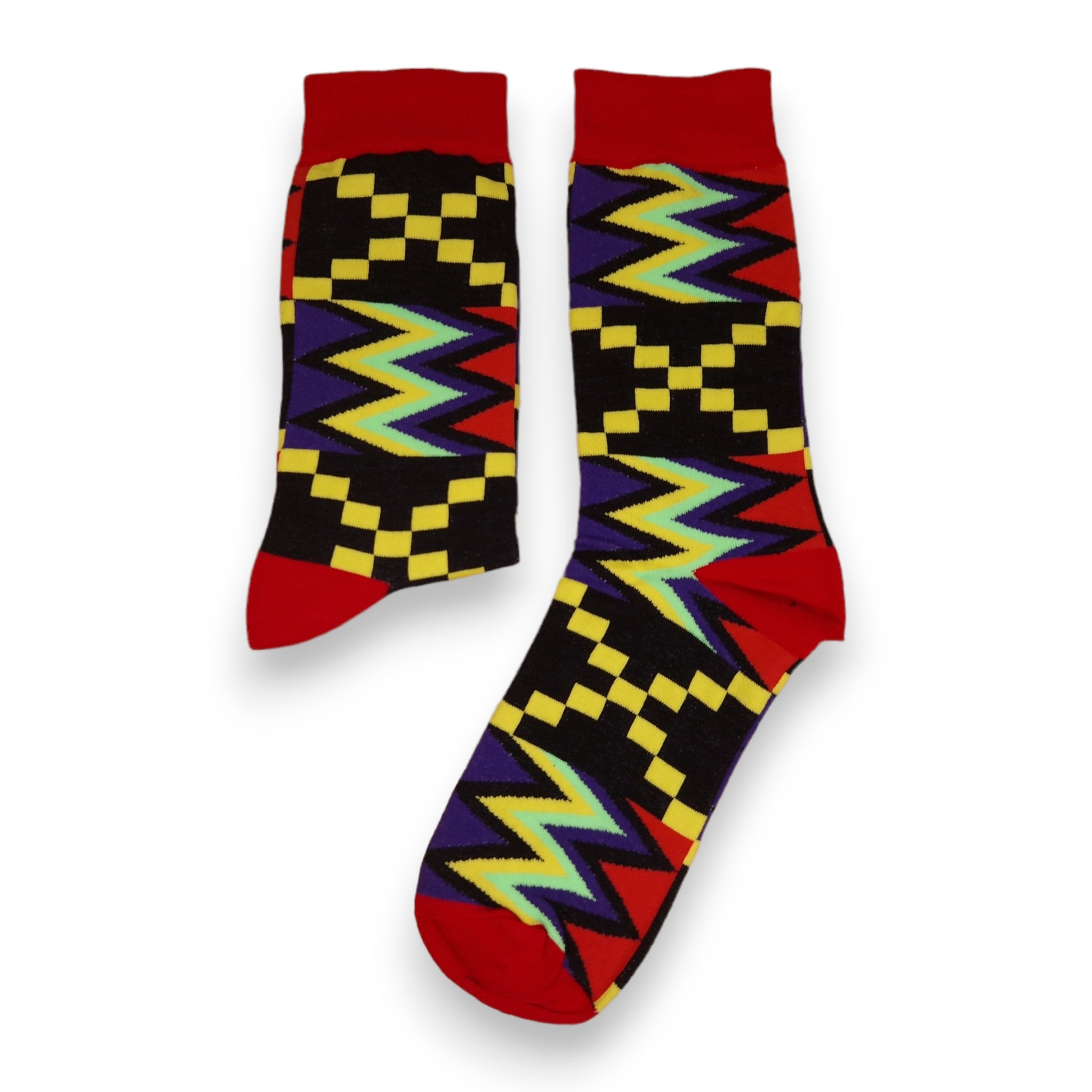 African socks / Afro socks / Kente socks - Black / Red / Purple