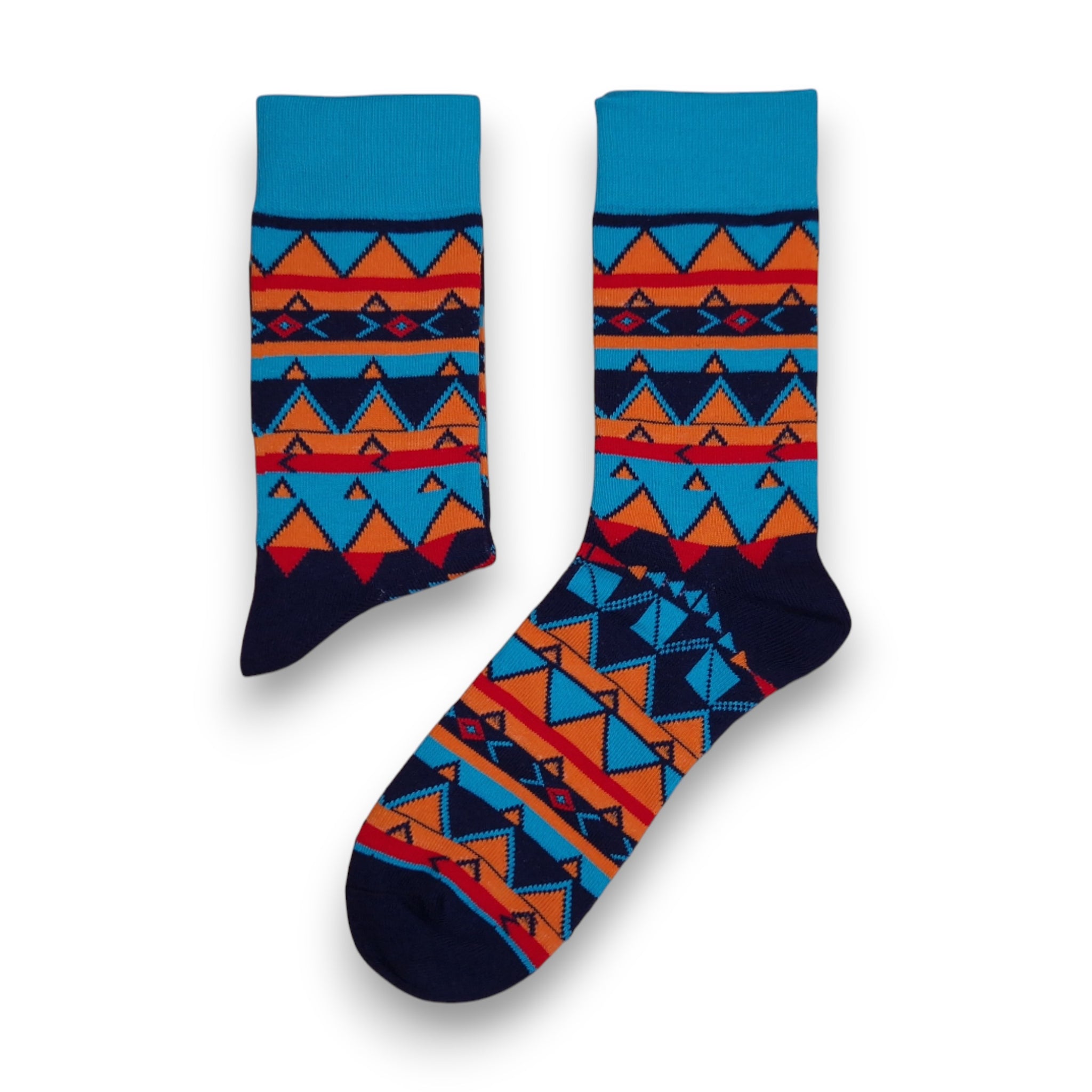 African socks / Afro socks / African print socks - Blue Orange Tribal print