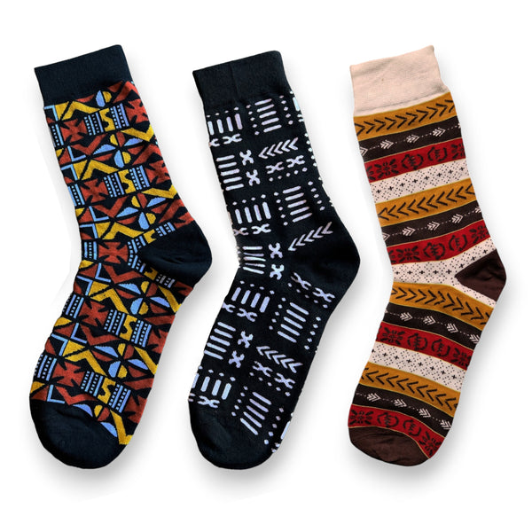 African socks / Afro socks / Set of 3 pairs EHA